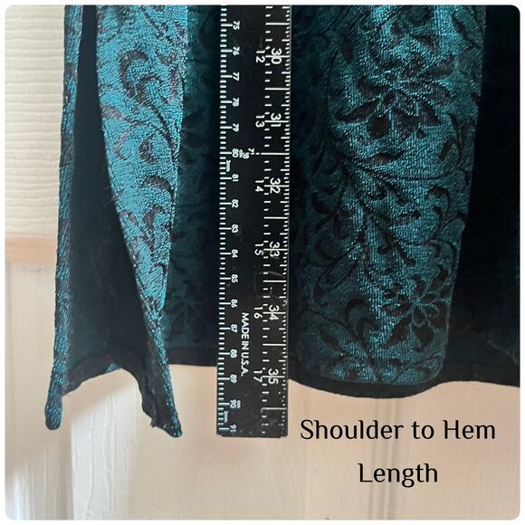 Vintage Rabbit Rabbit Rabbit Green Jacquard V Neck Button Down Tunic 14M Boho - Picture 10 of 12